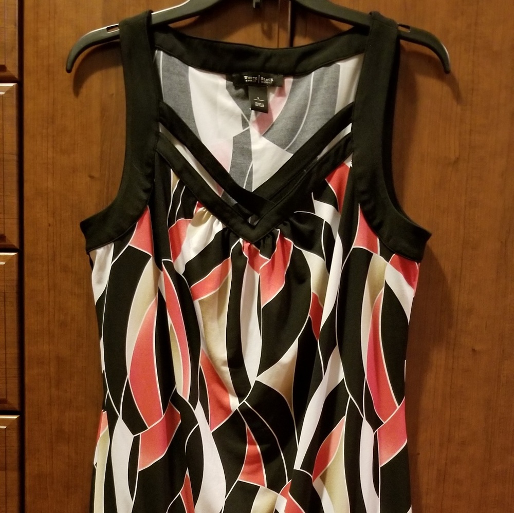 WHBM coral black and white top size L